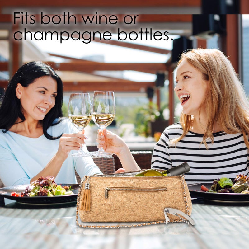 Primeware GGWP Single Bottle Wine Purse | Thermal Insulated Clutch Tote for Women (Cork) - Image 5
